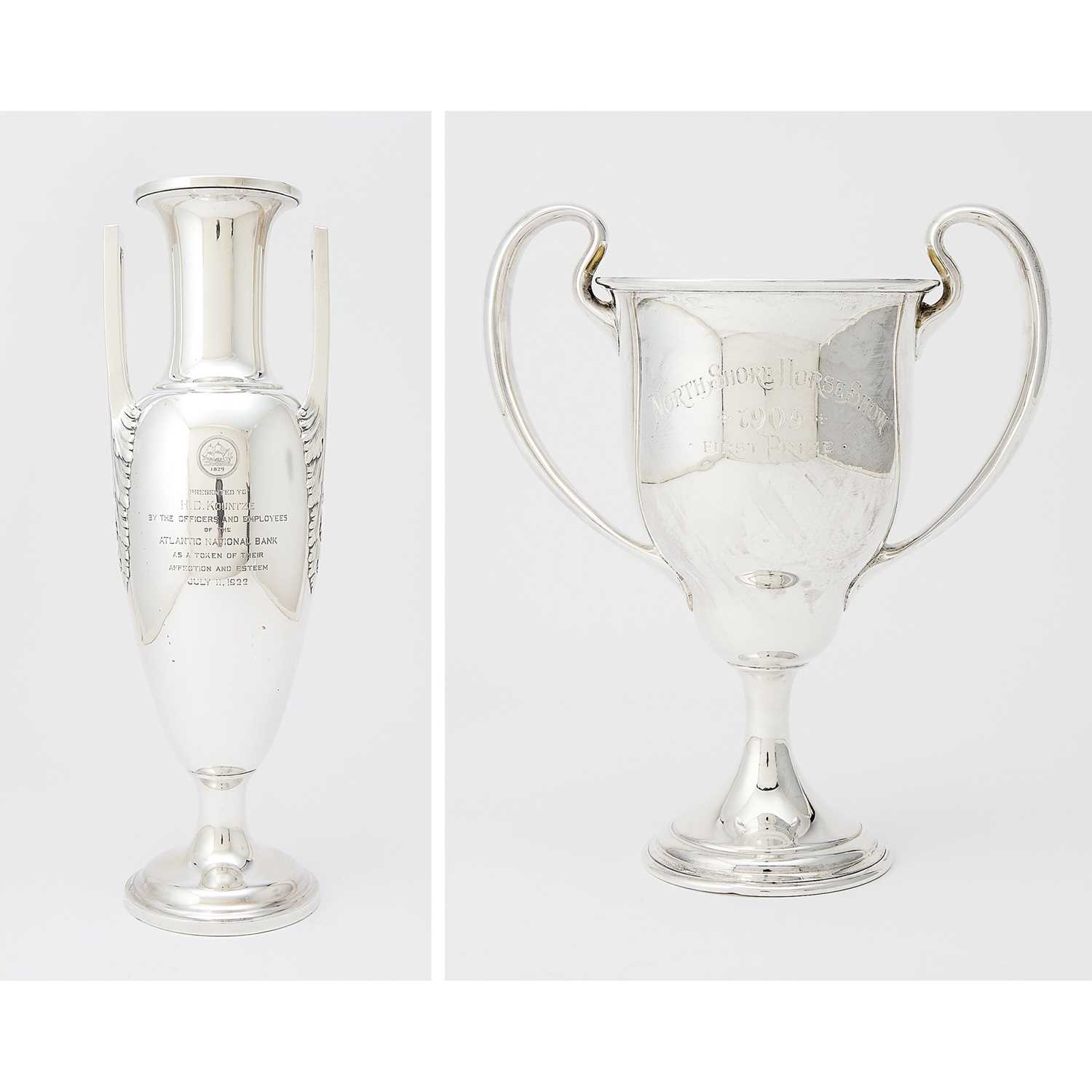 Lot 565 - Dominick & Haff Art Deco Sterling Silver Two-Handled Trophy