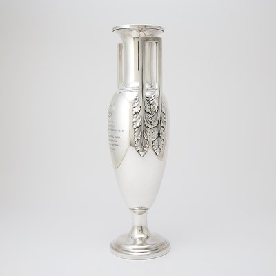 Lot 565 - Dominick & Haff Art Deco Sterling Silver Two-Handled Trophy