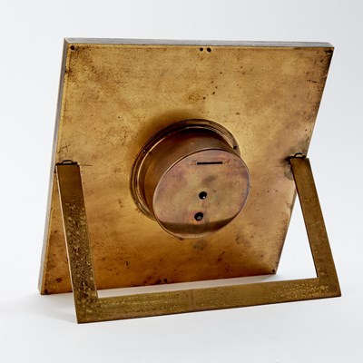 Lot 582 - Oversize French Brass Desk Clock Retailed by Spaulding & Co.