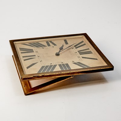 Lot 582 - Oversize French Brass Desk Clock Retailed by Spaulding & Co.