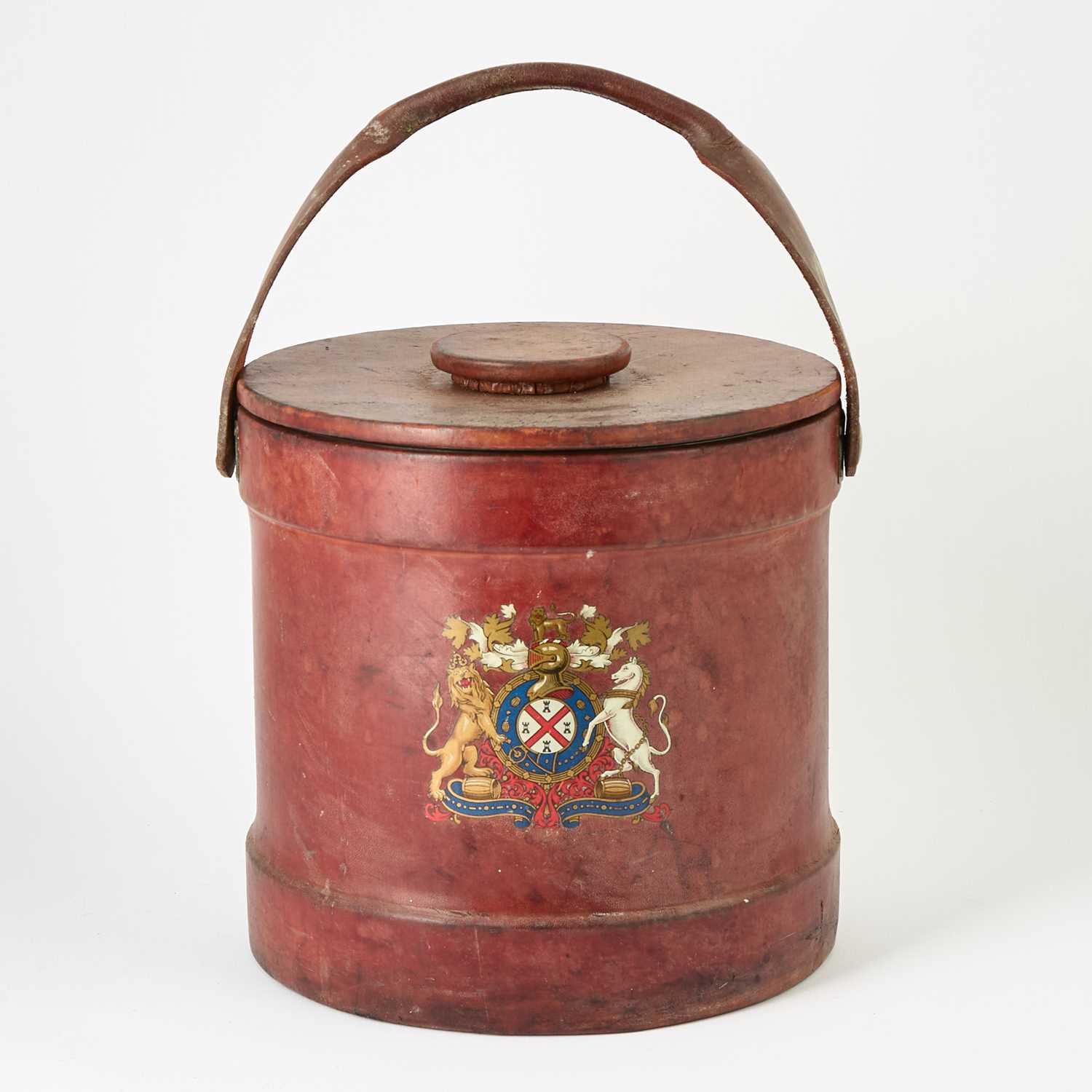 Lot 578 - English Leather-Clad Ice Bucket and Cover