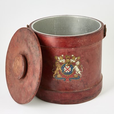 Lot 578 - English Leather-Clad Ice Bucket and Cover