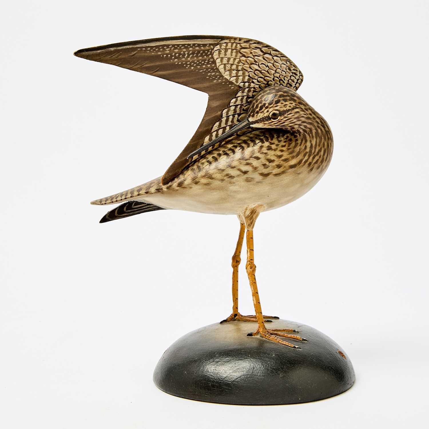 Lot 1196 - Carved and Painted Wood Figure of a Preening Yellowlegs