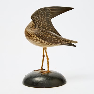 Lot 1196 - Carved and Painted Wood Figure of a Preening Yellowlegs