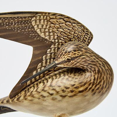 Lot 1196 - Carved and Painted Wood Figure of a Preening Yellowlegs