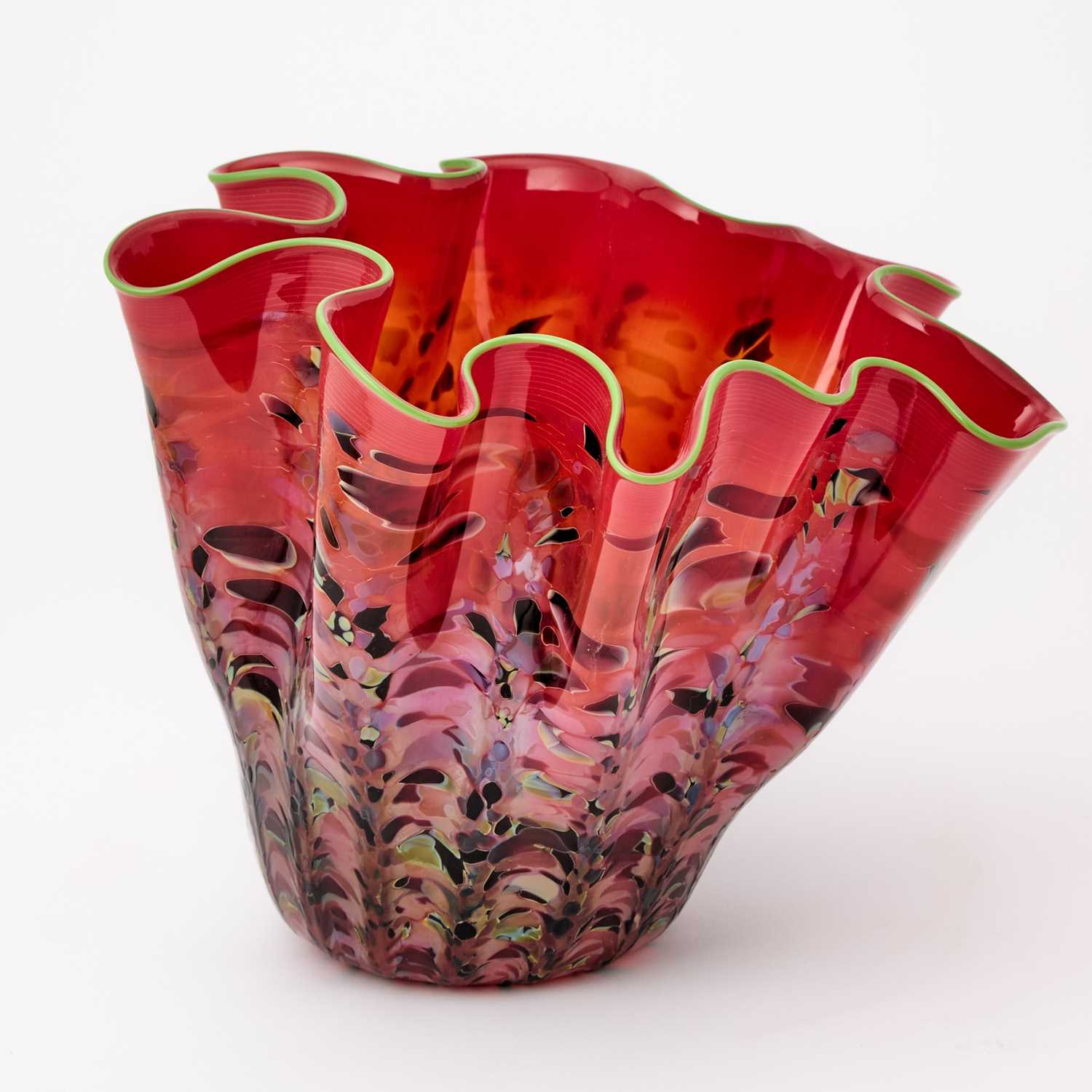 Lot 818 - Dale Chihuly Blown Glass Ruby Macchia Vessel