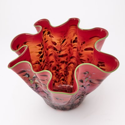 Lot 818 - Dale Chihuly Blown Glass Ruby Macchia Vessel
