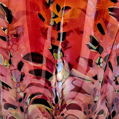 Lot 818 - Dale Chihuly Blown Glass Ruby Macchia Vessel