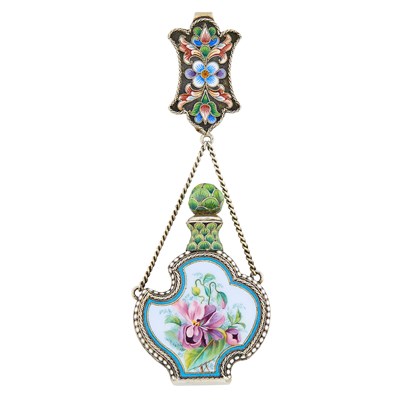 Lot 83 - Russian Silver-Gilt and Cloisonné and En Plein Enamel Scent Flask