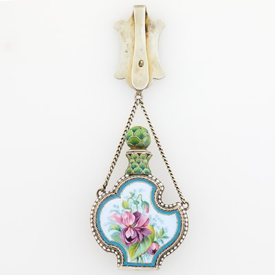 Lot 83 - Russian Silver-Gilt and Cloisonné and En Plein Enamel Scent Flask