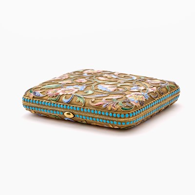 Lot 79 - Russian Silver-Gilt and Cloisonné Enamel Cigarette Case