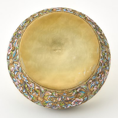 Lot 89 - Russian Silver-Gilt and Cloisonné Enamel Sugar Bowl