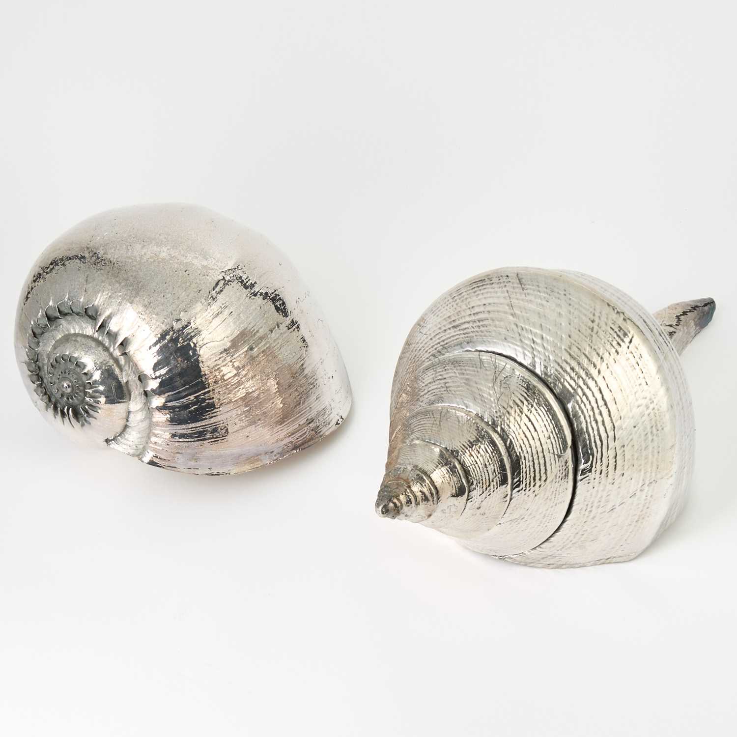 Lot 584 - Two Large Silver Plated Natural Seashells