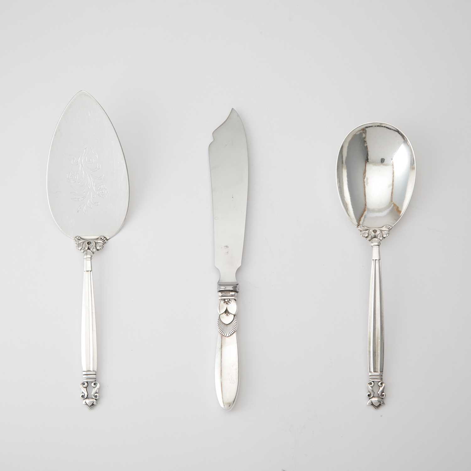 Lot 568 - Three Georg Jensen Sterling Silver Serving Utensils
