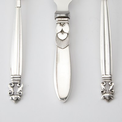 Lot 568 - Three Georg Jensen Sterling Silver Serving Utensils