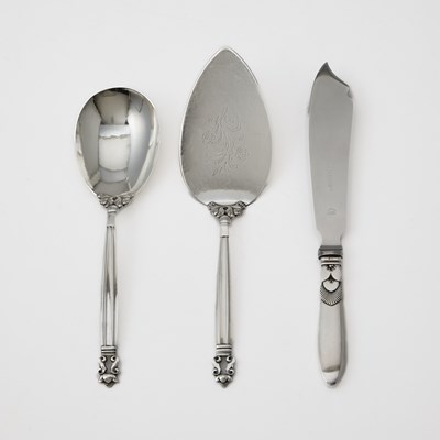 Lot 568 - Three Georg Jensen Sterling Silver Serving Utensils