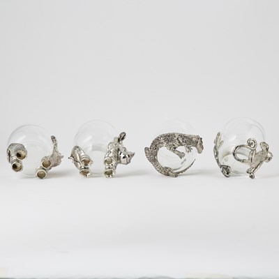 Lot 505 - Set of Four Arthur Court Aluminum and Blown Glass 'Safari' Beakers