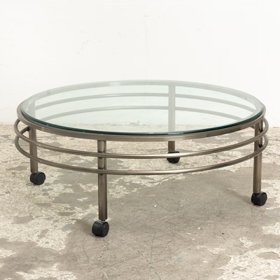 Lot 292 - Glass Top Circular Metal Coffee Table