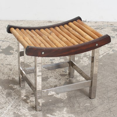 Lot 293 - Bamboo, Chrome, and Painted Wood Bench
