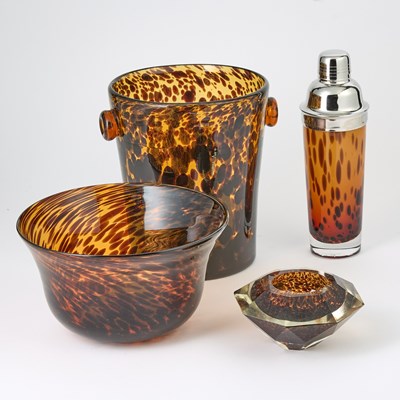 Lot Four Faux Tortoiseshell Glass Table Articles