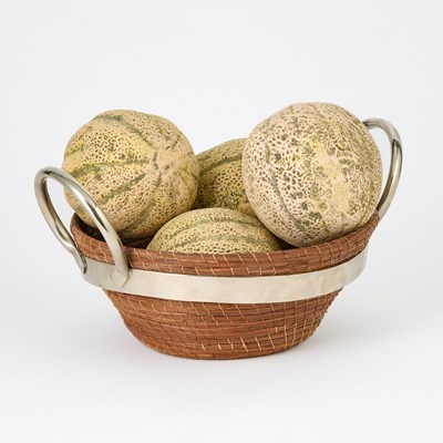 Lot 517 - Two Chrome Plated Ring Handled Fiber Baskets with Composite Fruit