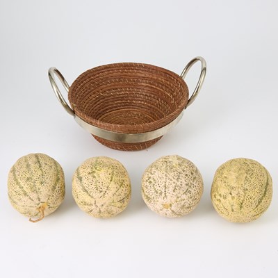Lot 517 - Two Chrome Plated Ring Handled Fiber Baskets with Composite Fruit