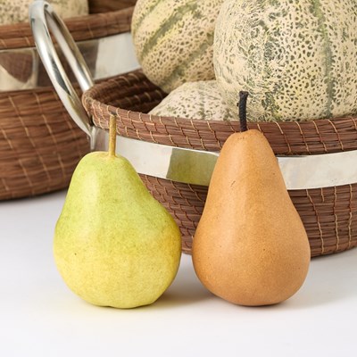 Lot 517 - Two Chrome Plated Ring Handled Fiber Baskets with Composite Fruit