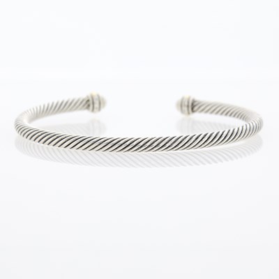 Lot 2092 - David Yurman Silver and Gold Cable Bangle Bracelet