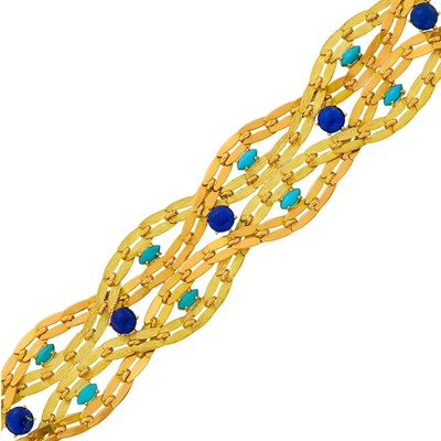 Lot 2017 - Gold, Turquoise and Lapis Bracelet