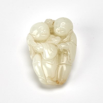 Lot 390 - A Chinese White Jade Carving of Hehe Erxian