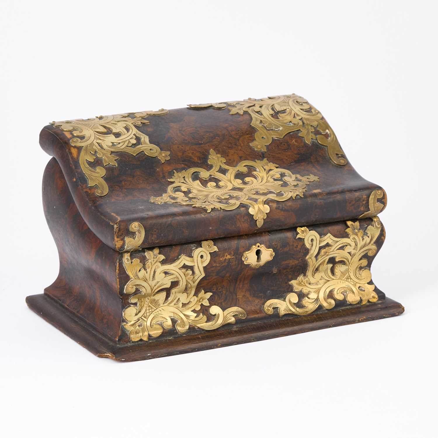 Lot 514 - Brass-Mounted Burlwood Letter box