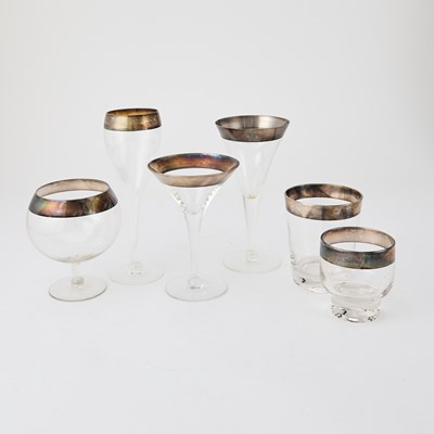 Lot 506 - Mid-Century Dorothy Thorpe Silver Band Glassware