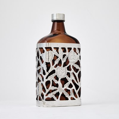 Lot 564 - Mexican Sterling Silver Overlay Glass Bottle