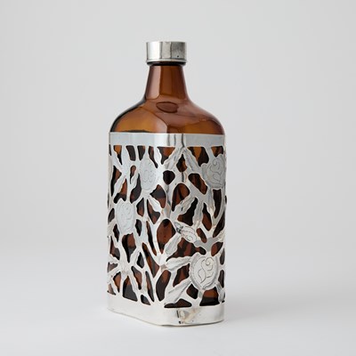 Lot 564 - Mexican Sterling Silver Overlay Glass Bottle
