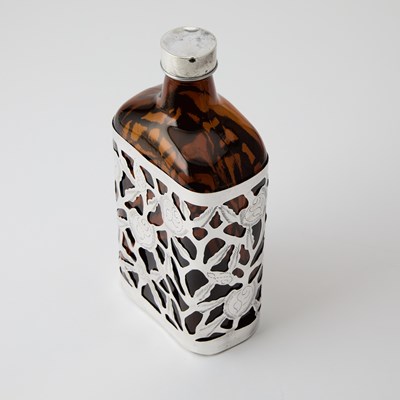 Lot 564 - Mexican Sterling Silver Overlay Glass Bottle