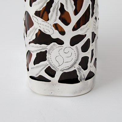 Lot 564 - Mexican Sterling Silver Overlay Glass Bottle