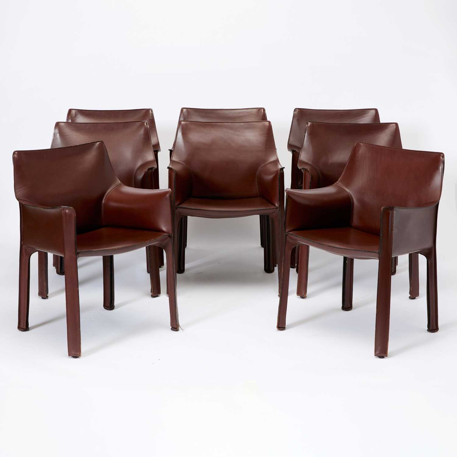 Lot 770 - Set of Eight Mario Bellini for Cassina Leather "CAB" Armchairs