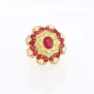 Lot 2057 - Gold, Synthetic Ruby, Ruby and Diamond Ring