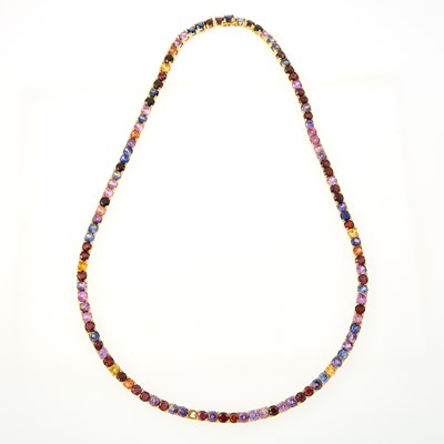 Lot 2170 - Gold, Colored and Synthetic Stone Necklace