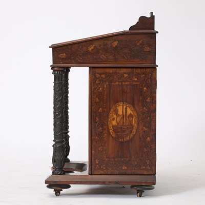 Lot 457 - Early Victorian Irish Marquetry-Inlaid Yew Wood Davenport Desk