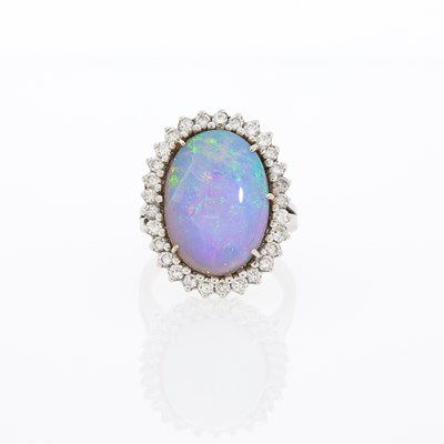 Lot 2136 - White Gold, White Opal and Diamond Ring
