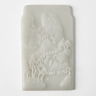 Lot 439 - A Chinese Carved White Jade Table Screen