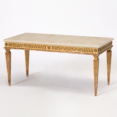 Lot 297 - Italian Neoclassical Style Painted and Parcel Gilt Low Table