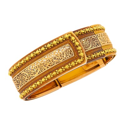 Lot 66 - Antique Tricolor Gold Bangle Bracelet, France