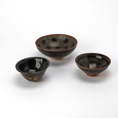 Lot 515 - Three Chinese Black Glazed Pottery Bowls
