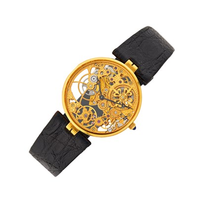Lot 83 - Patek Philippe Gold 'Skeleton' Wristwatch, Ref. 3878