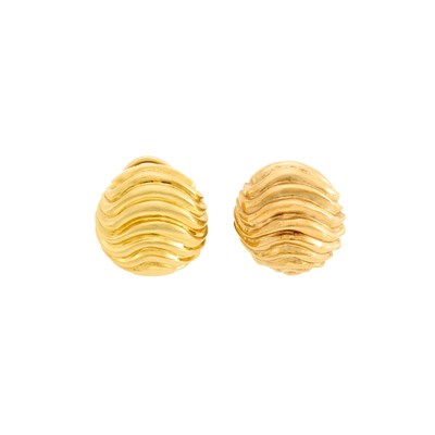 Lot 2078 - Pair of Gold Bombé Earclips