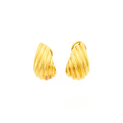 Lot 2045 - Pair of Gold Half-Hoop Earrings
