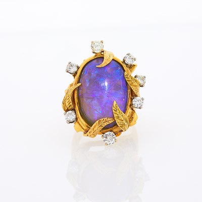 Lot 2053 - Gold, Opal and Diamond Ring