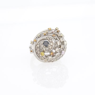 Lot 2246 - Platinum and Diamond and Colored Diamond Ring